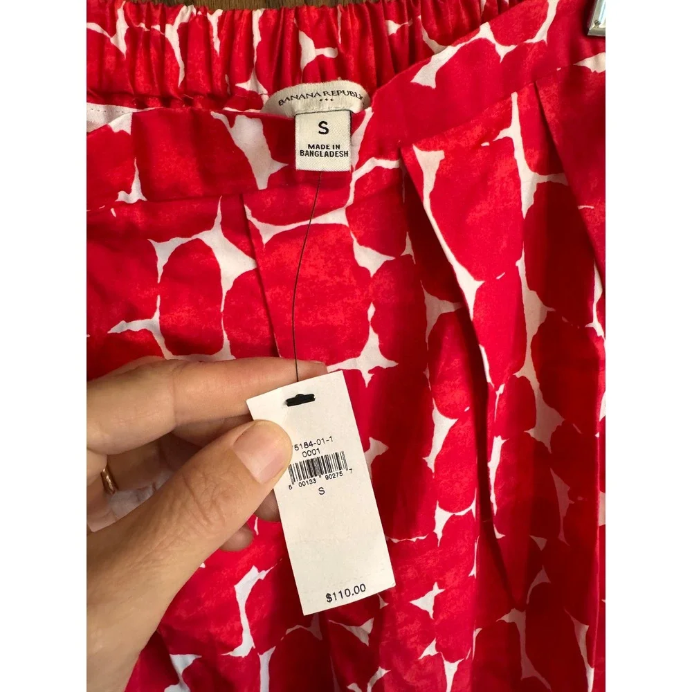 Banana Republic Red White Polka Dot 2 Piece Set Skirt Small Crop Top Medium NWT